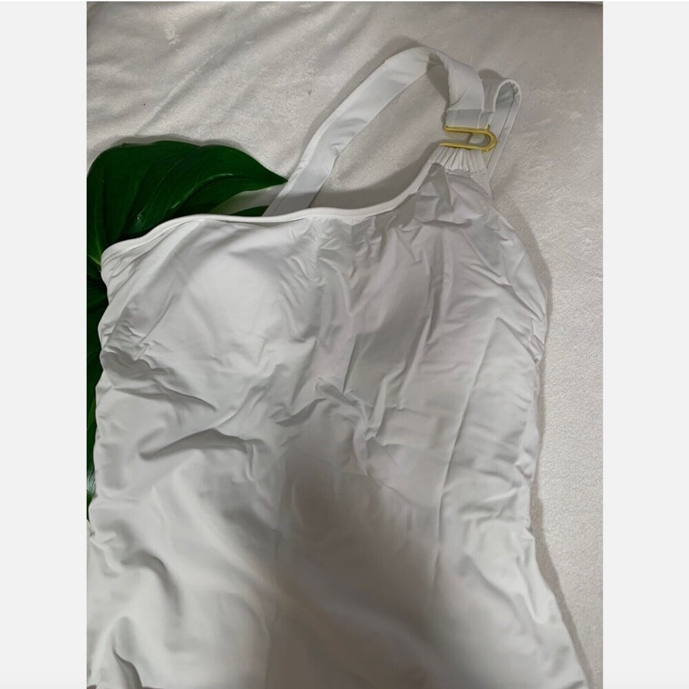 NWT Tommy Bahama Pearl‎ One Shoulder U Ring One Piece Swimsuit White [SZ 10 ] - Picture 4 of 10